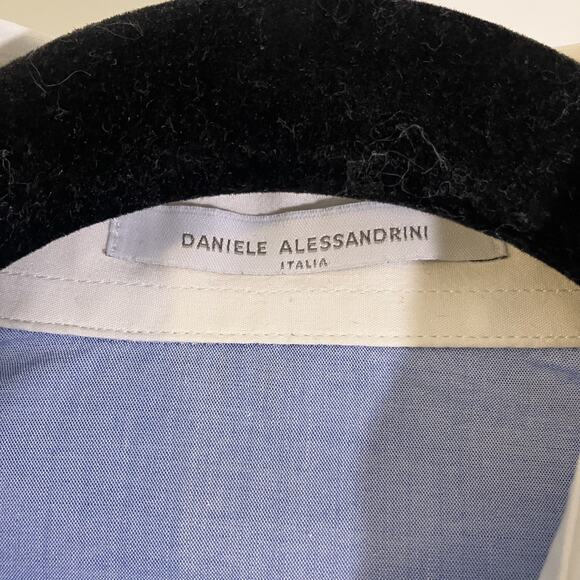 Daniele Alessandrini Shirt Womens 42 Contrast Collar Cuffs Made in Italy Dressy - Picture 11 of 16